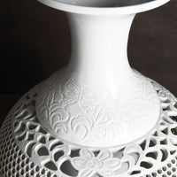 White porcelain transparent peony vase