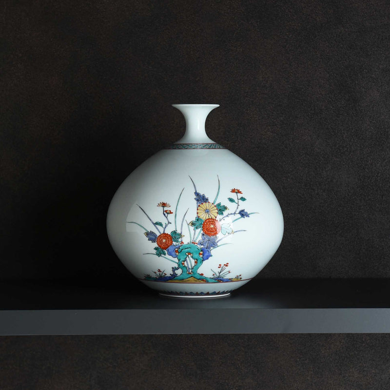 Cloisonne chrysanthemum bird vase