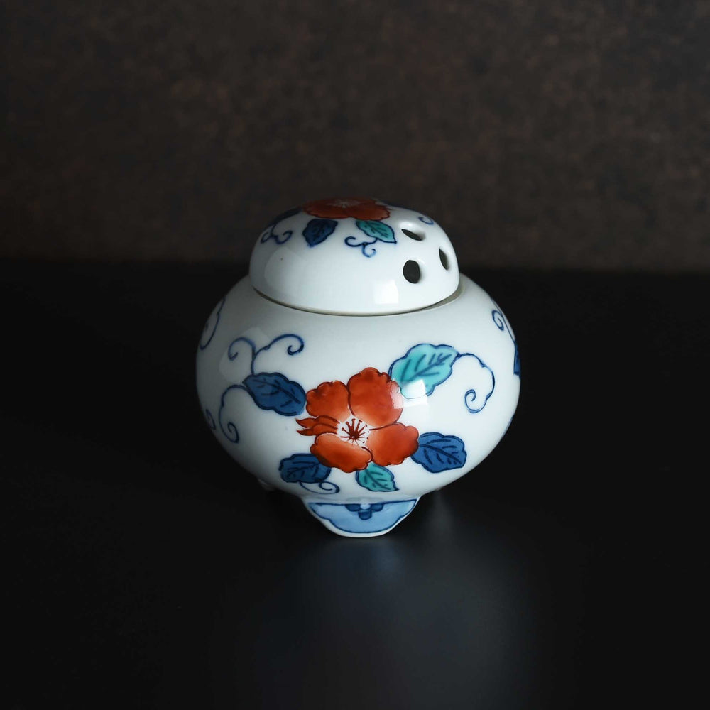 染錦椿 丸香炉
